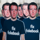 Life-sized cutouts of Facebook CEO Mark Zuckerberg wearing “Fix Fakebook” t-shirts are displayed by advocacy group, Avaaz, in Washington DC on April 10, 2018.